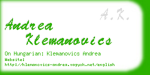 andrea klemanovics business card